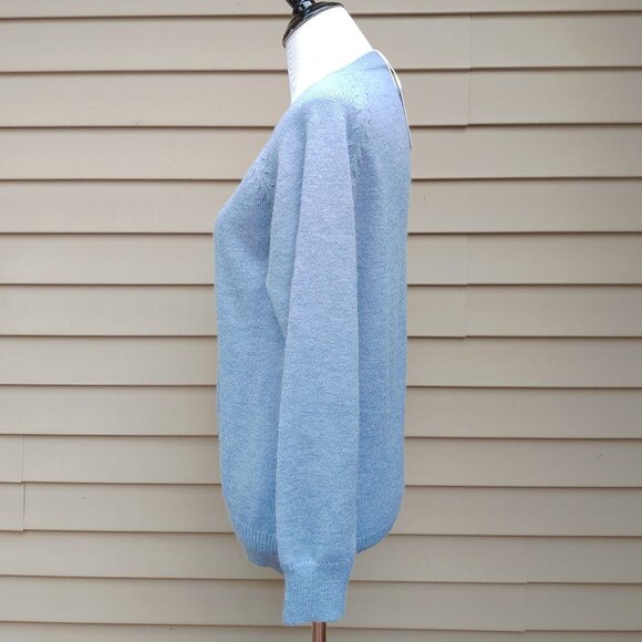Blue Crewneck Pullover Sweater NWT Button Detail Front Solid - Picture 6 of 10